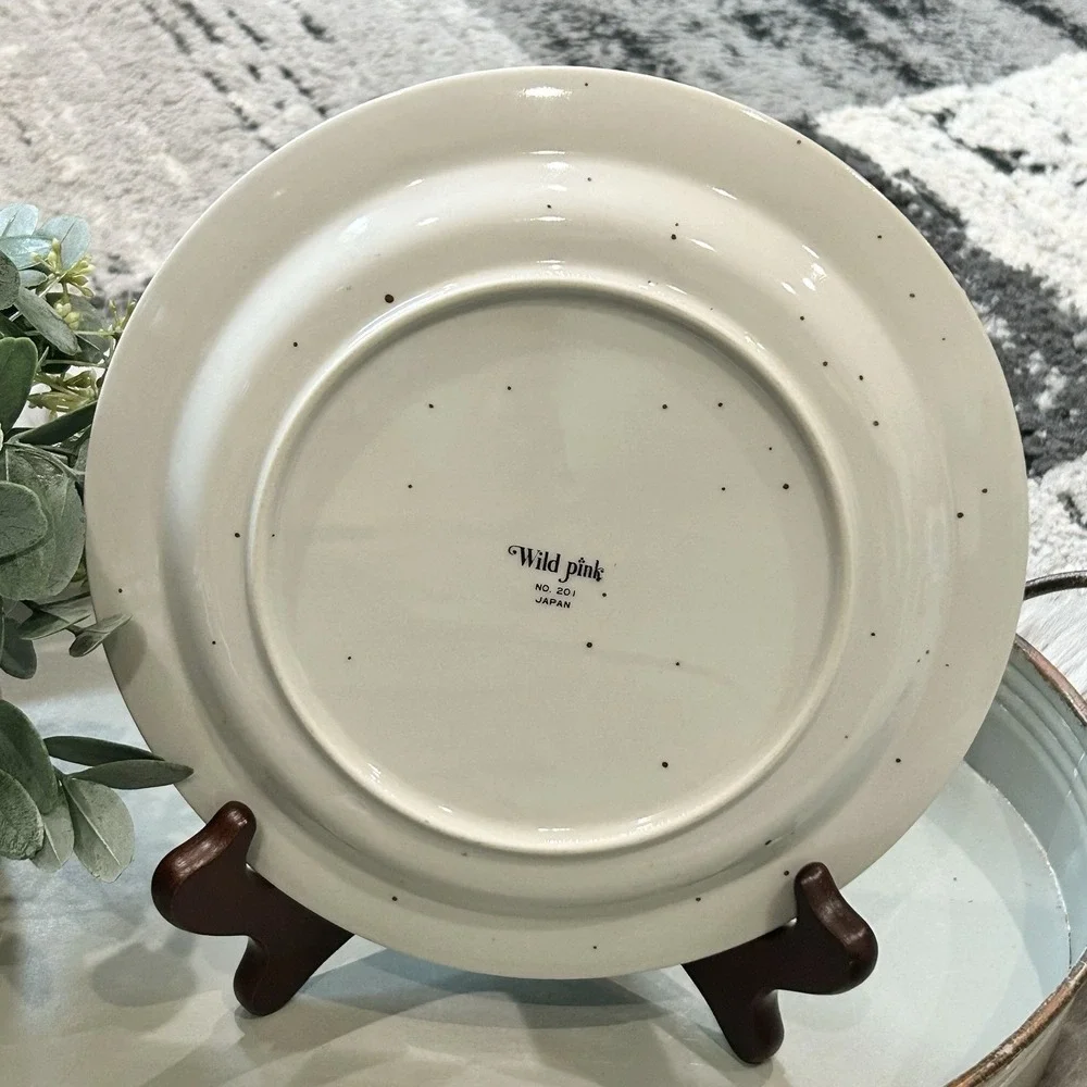 Vtg Wild Pink Plate Royal Domino Japan Botanical Garden Set 8